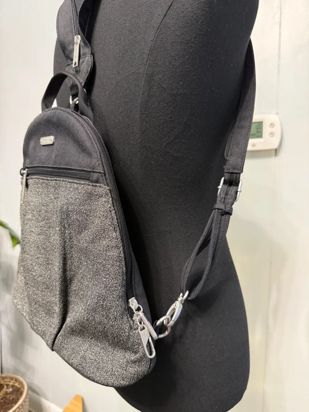Unisex Baggallini Black and Heather Gray Convertible Backpack